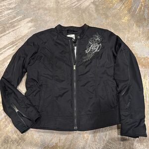 Harley Davidson women’s embroidered studded Motorcycle light Jacket size L black